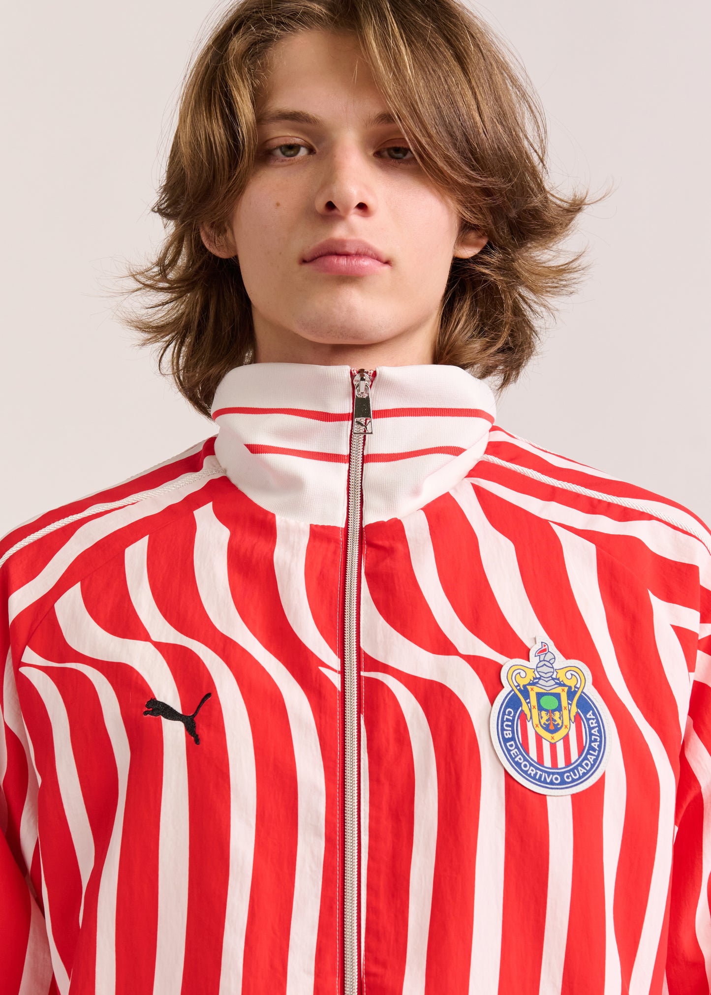 PUMA X LYM X CHIVAS RED AND WHITE SWIRL SPORT JACKET SELECT
