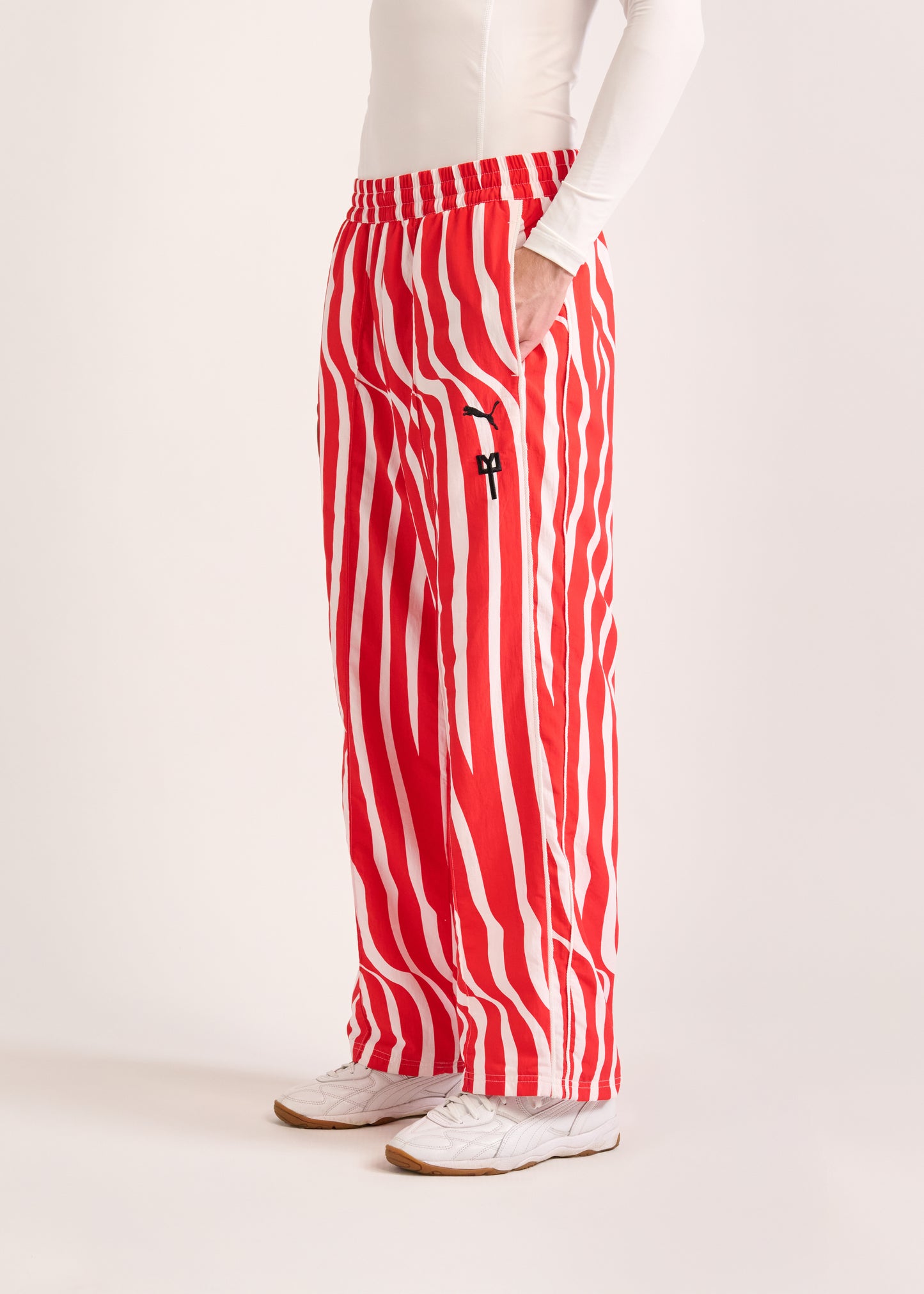 PUMA X LYM X CHIVAS RED AND WHITE SWIRL SPORT PANTS SELECT